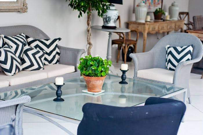 Main living area with modern Dutch colonial styling